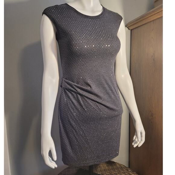 Rebecca Taylor Charcoal Studded Bodycon Party Dress XS Glam Witchy Quietlux - Picture 10 of 13